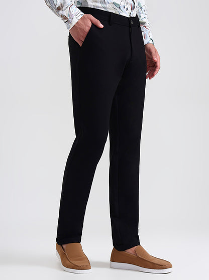 Black Solid Slim Fit Club Wear Trouser | JB Studio
