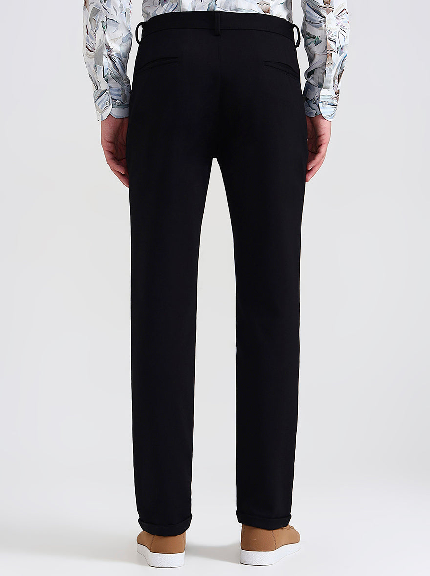 Black Solid Slim Fit Club Wear Trouser | JB Studio