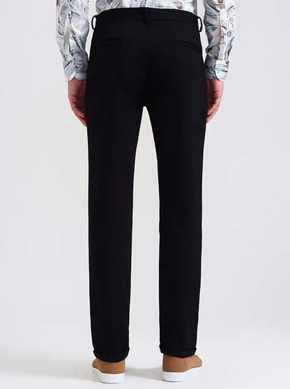 Black Solid Slim Fit Club Wear Trouser | JB Studio