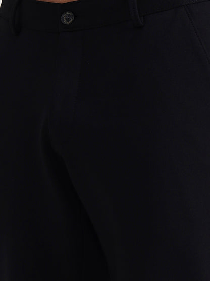 Black Solid Slim Fit Club Wear Trouser | JB Studio