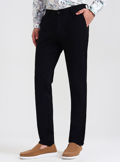Black Solid Slim Fit Club Wear Trouser | JB Studio