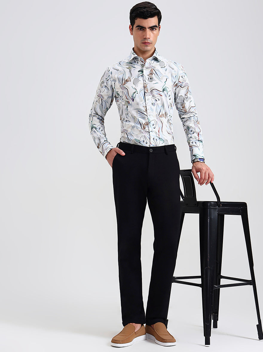 Black Solid Slim Fit Club Wear Trouser | JB Studio