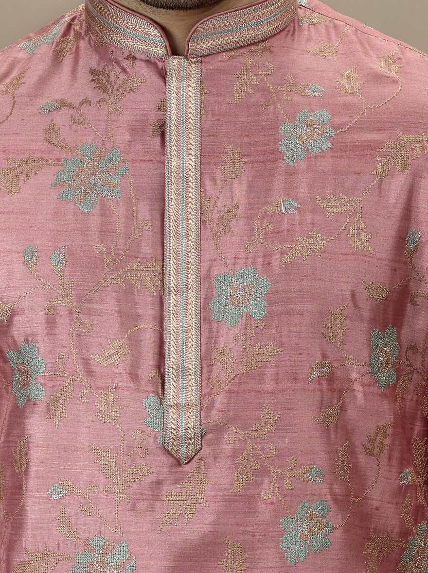 Onion Pista Embroidered Kurta Pajama | TULA