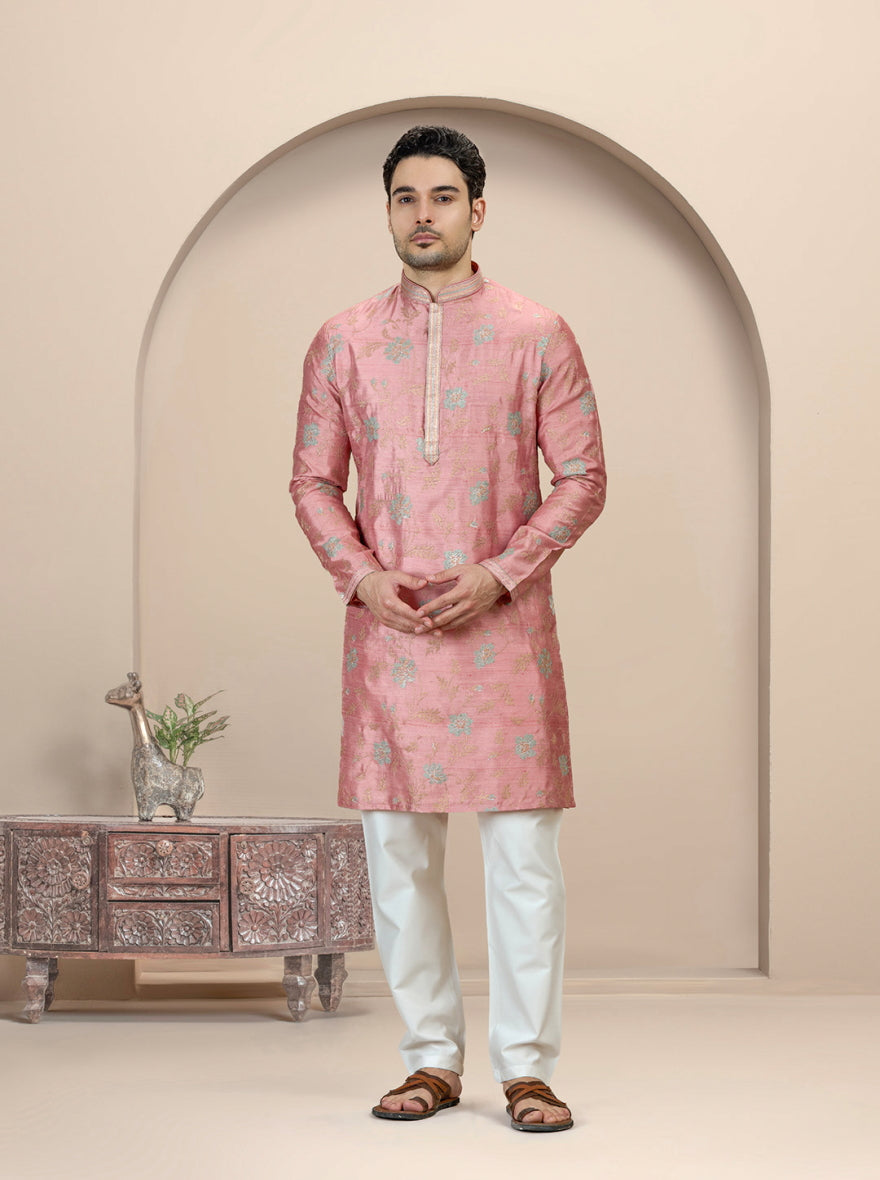 Onion Pista Embroidered Kurta Pajama | TULA