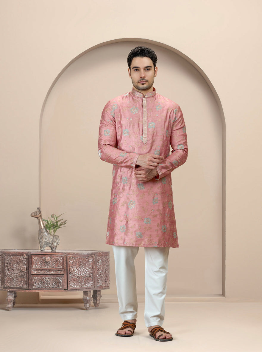 Onion Pista Embroidered Kurta Pajama | TULA
