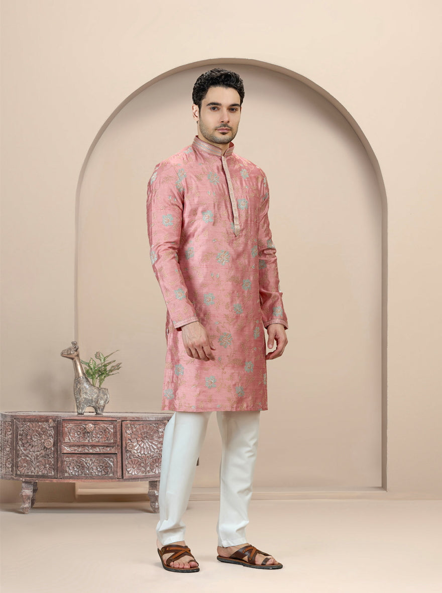 Onion Pista Embroidered Kurta Pajama | TULA