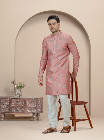 Onion Pista Embroidered Kurta Pajama | TULA