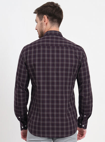 Brown & Maroon Checked Regular Fit Semi Casual Shirt | JadeBlue