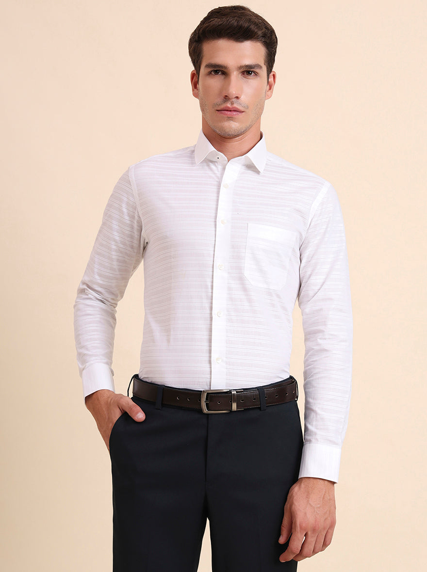 White Solid Slim Fit Formal Shirt | Greenfibre