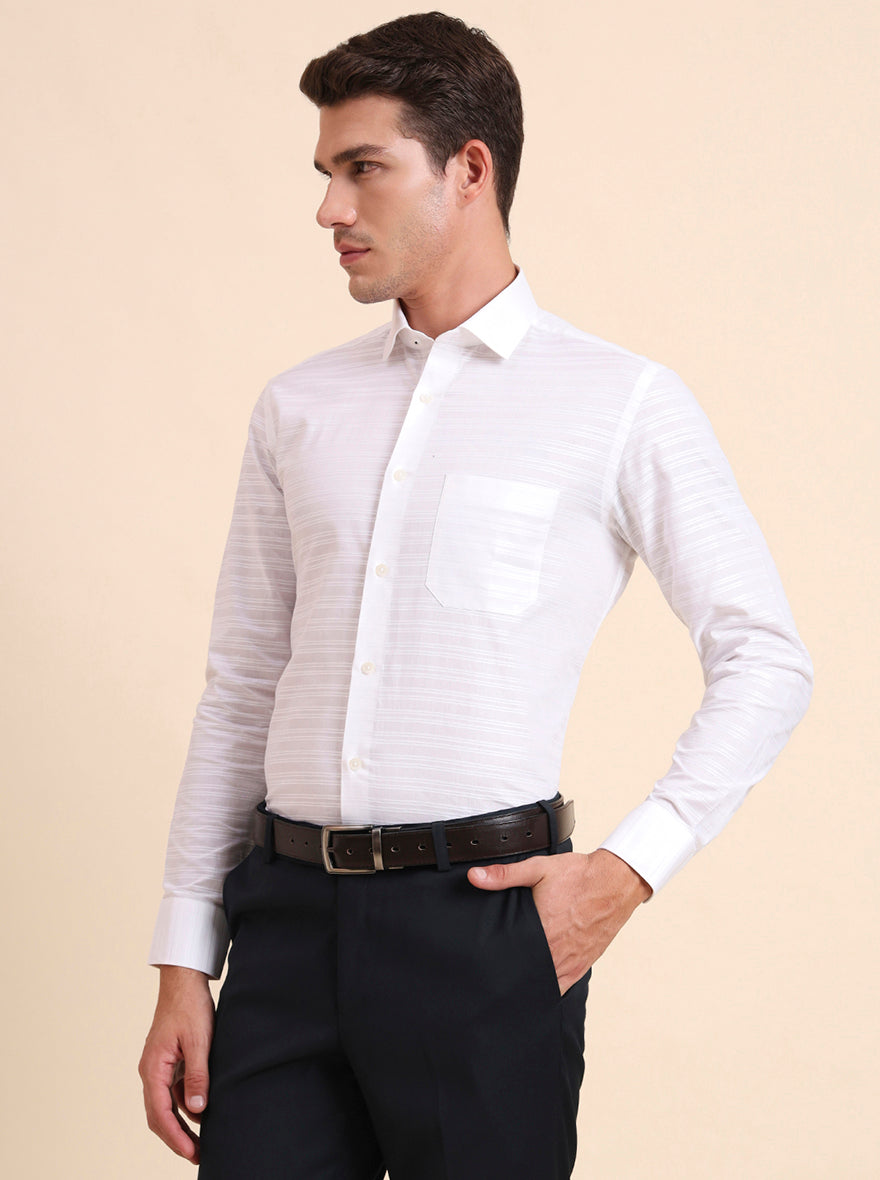 White Solid Slim Fit Formal Shirt | Greenfibre