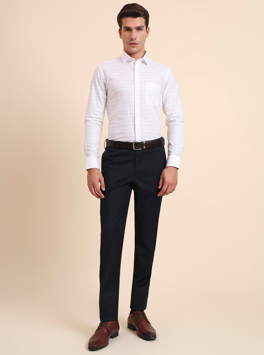 White Solid Slim Fit Formal Shirt | Greenfibre