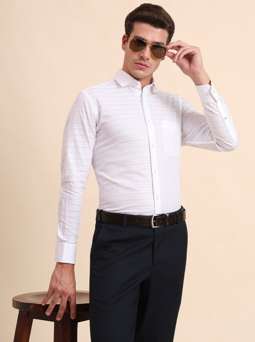 White Solid Slim Fit Formal Shirt | Greenfibre