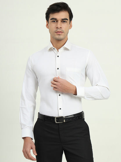 White Solid Slim Fit Party Wear Shirt | Greenfibre