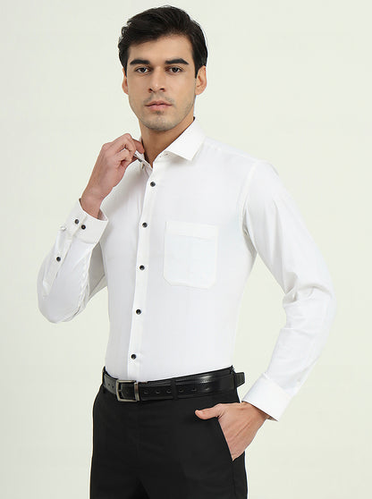 White Solid Slim Fit Party Wear Shirt | Greenfibre