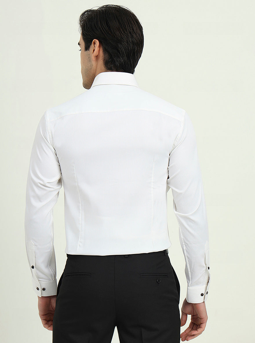 White Solid Slim Fit Party Wear Shirt | Greenfibre