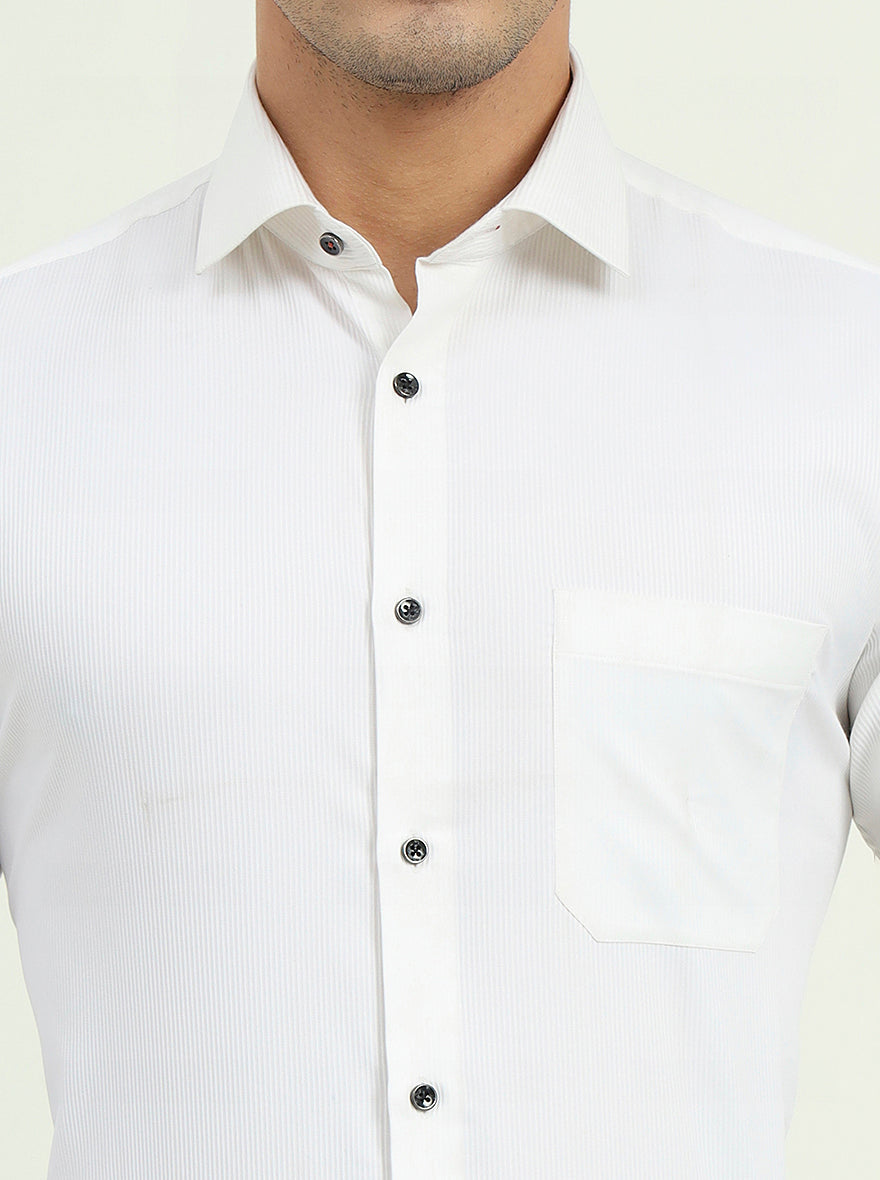 White Solid Slim Fit Party Wear Shirt | Greenfire