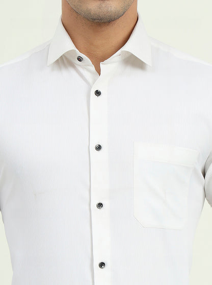 White Solid Slim Fit Party Wear Shirt | Greenfibre
