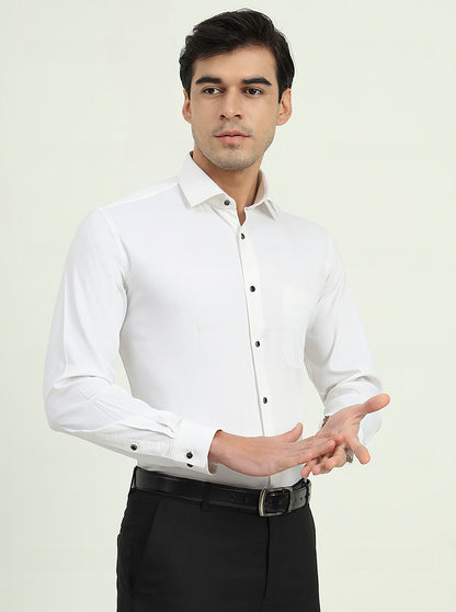 White Solid Slim Fit Party Wear Shirt | Greenfibre