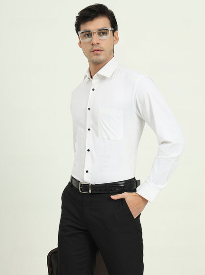 White Solid Slim Fit Party Wear Shirt | Greenfibre
