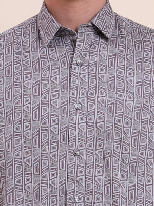 Dark Purplr Printed Smart Fit Semi Casual Shirt | Greenfibre