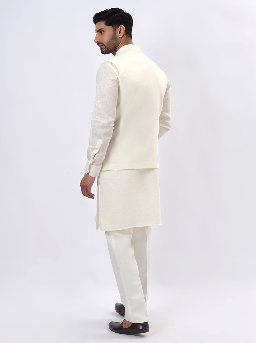 Beige Kurta Set with Koti | TULA