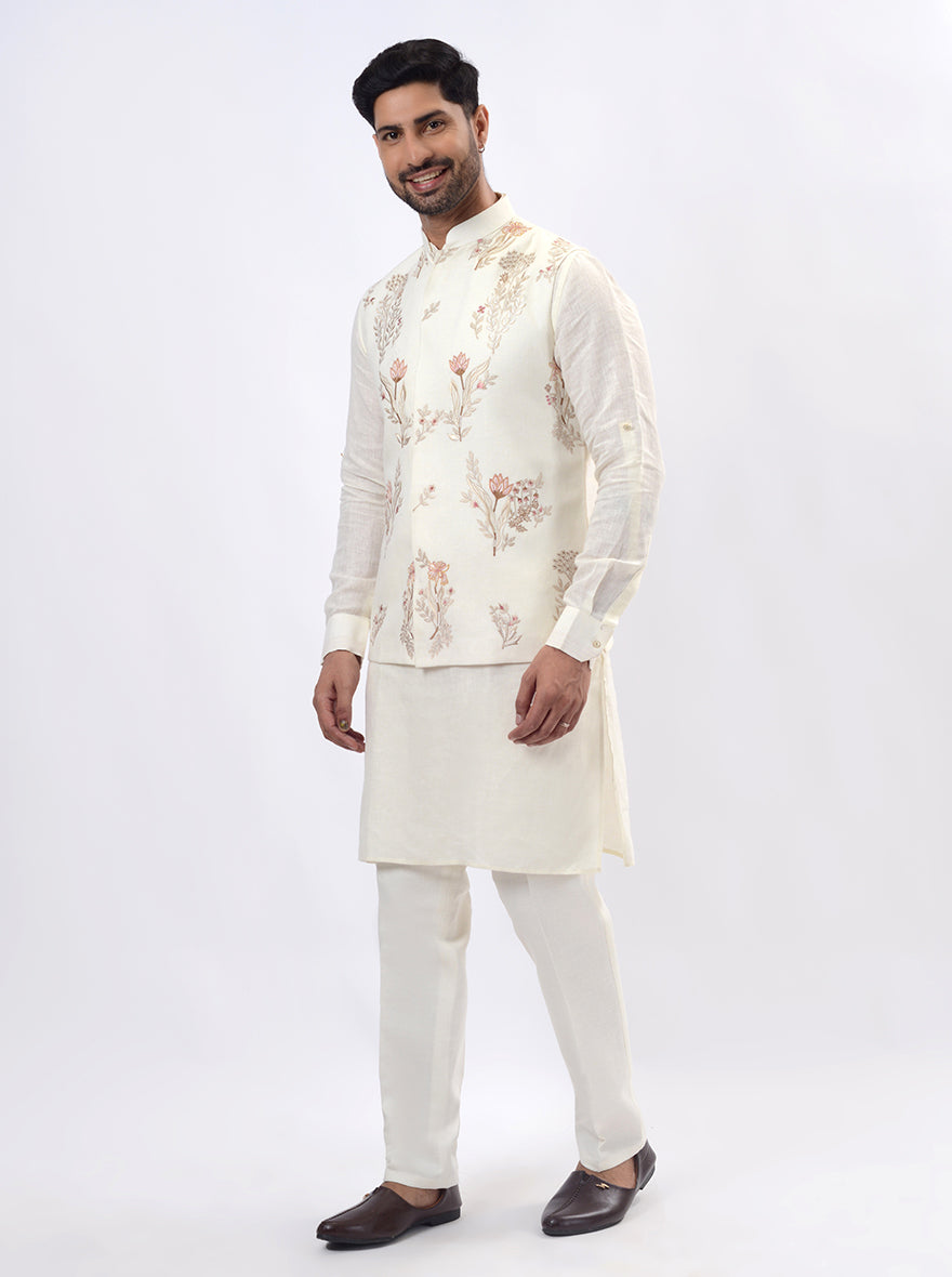 Beige Kurta Set with Koti | TULA