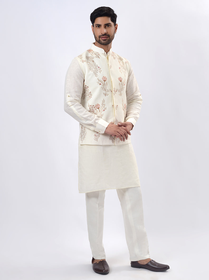 Beige Kurta Set with Koti | TULA