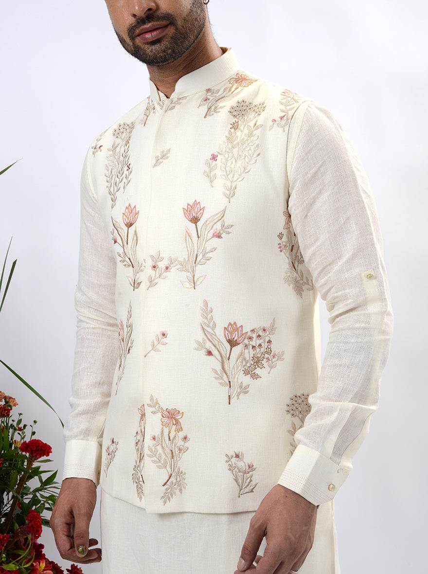 Beige Kurta Set with Koti | TULA
