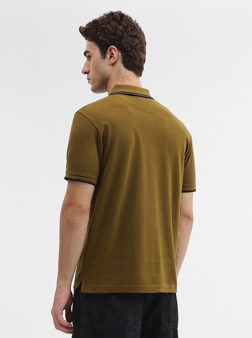Amber Green Solid Slim Fit Polo T-Shirt | Greenfibre