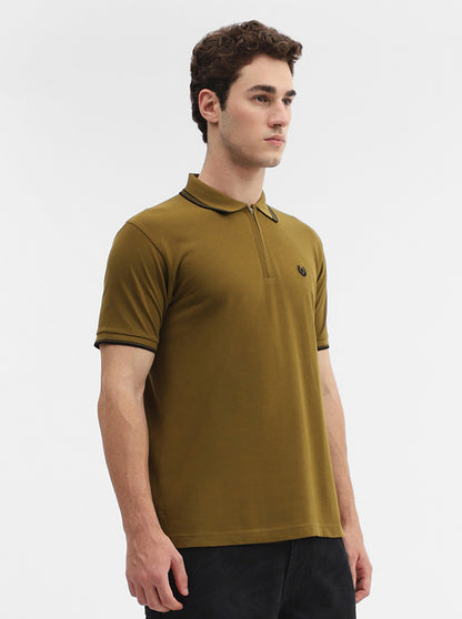 Amber Green Solid Slim Fit Polo T-Shirt | Greenfibre