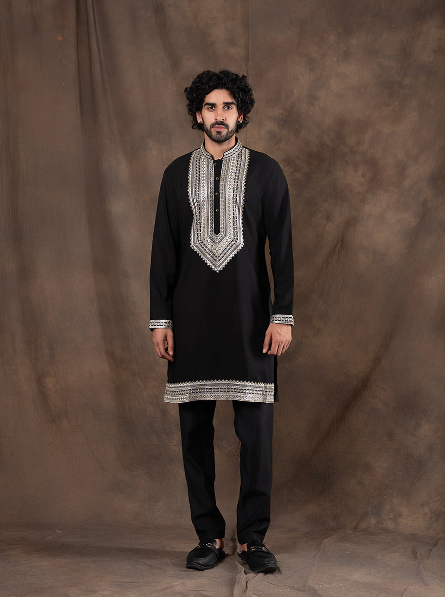 Black Embroidered  Kurta Pajama | Virasana