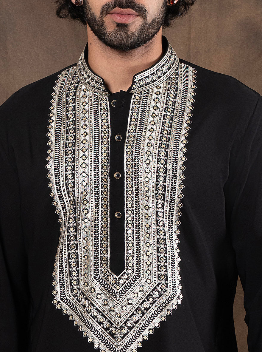 Black Embroidered  Kurta Pajama | Virasana