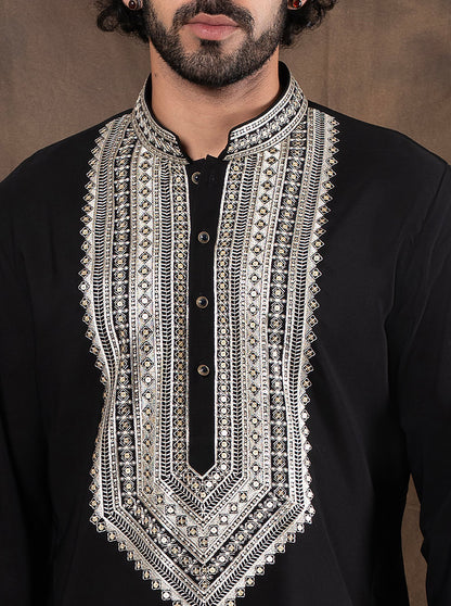 Black Embroidered  Kurta Pajama | Virasana