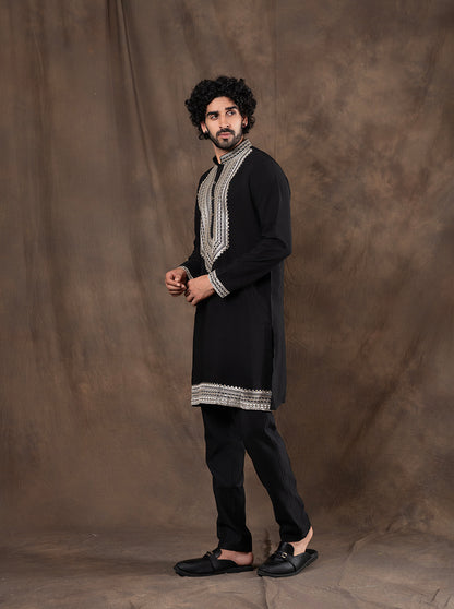 Black Embroidered  Kurta Pajama | Virasana