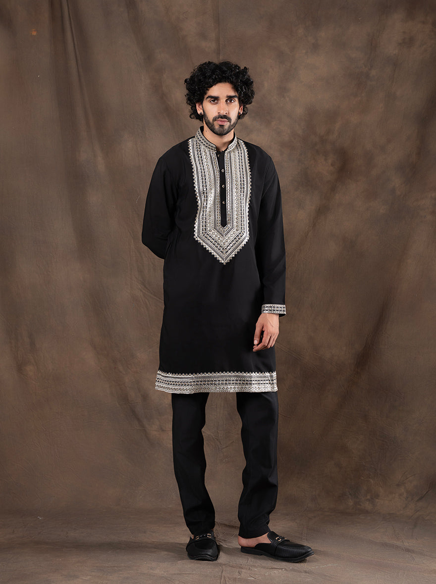 Black Embroidered  Kurta Pajama | Virasana