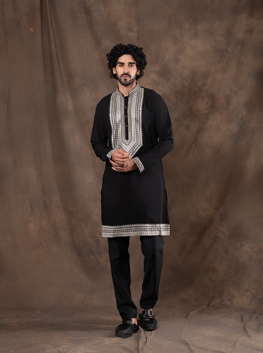 Black Embroidered  Kurta Pajama | Virasana