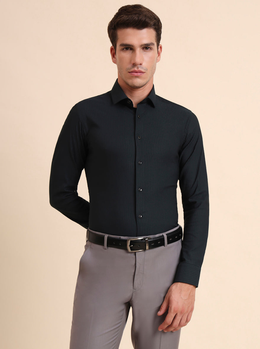 Green Solid Slim Fit Party Wear Shirt | Wyre