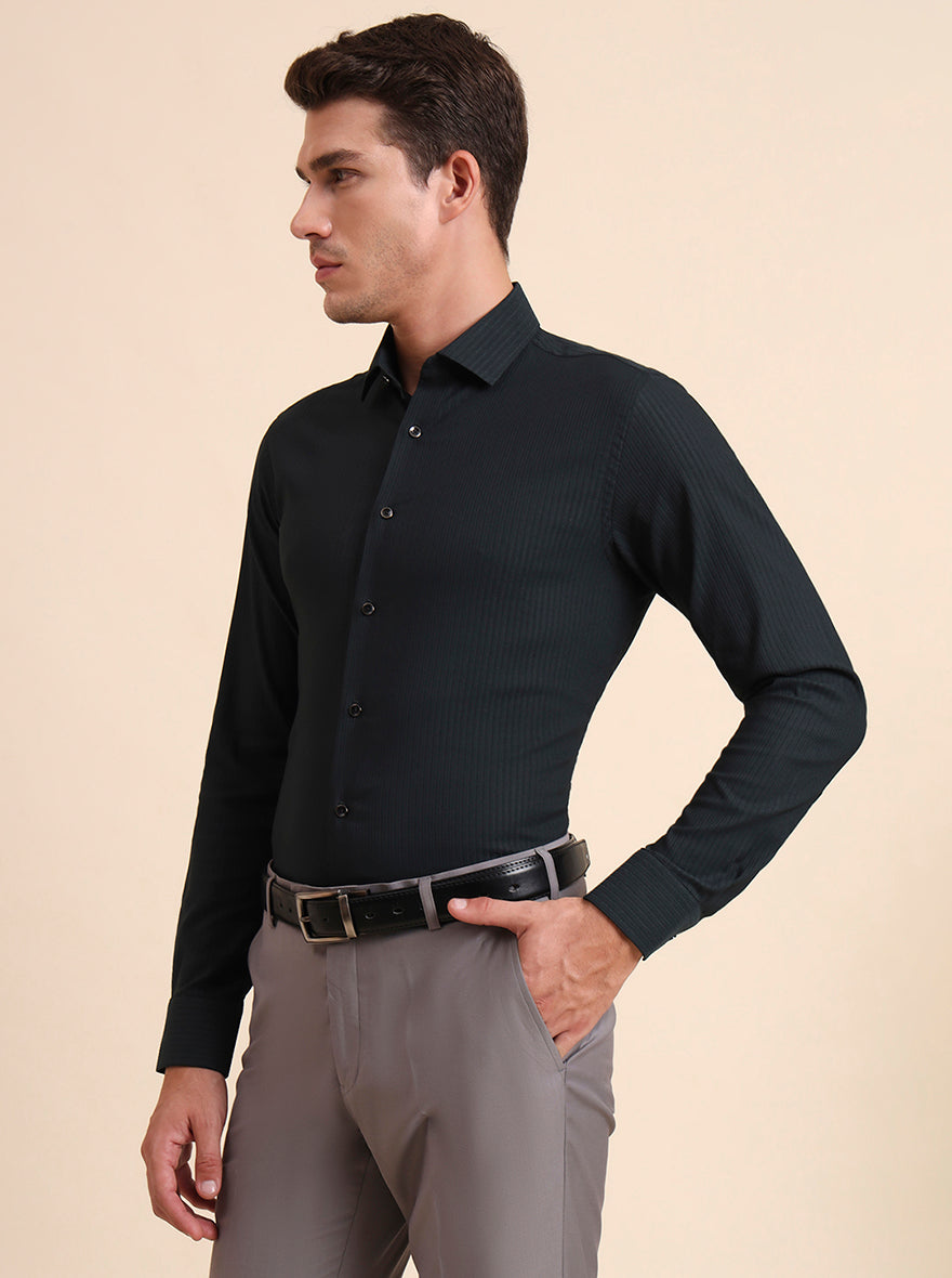 Green Solid Slim Fit Party Wear Shirt | Wyre