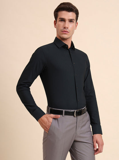 Green Solid Slim Fit Party Wear Shirt | Wyre