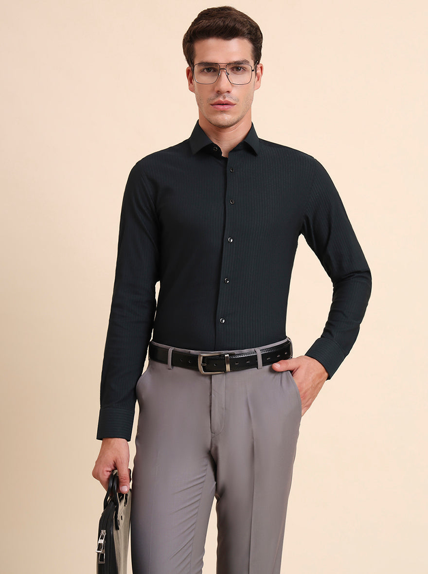 Green Solid Slim Fit Party Wear Shirt | Wyre