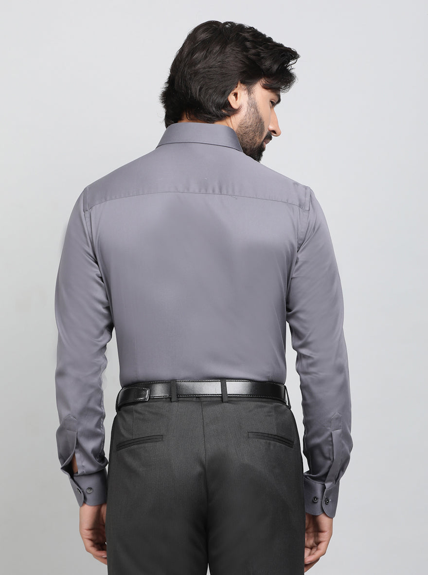 Dark Grey Solid Slim Fit Party Wear Shirt | Wyre
