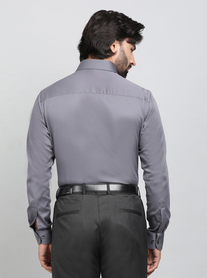Dark Grey Solid Slim Fit Party Wear Shirt | Wyre