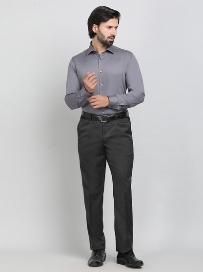 Dark Grey Solid Slim Fit Party Wear Shirt | Wyre