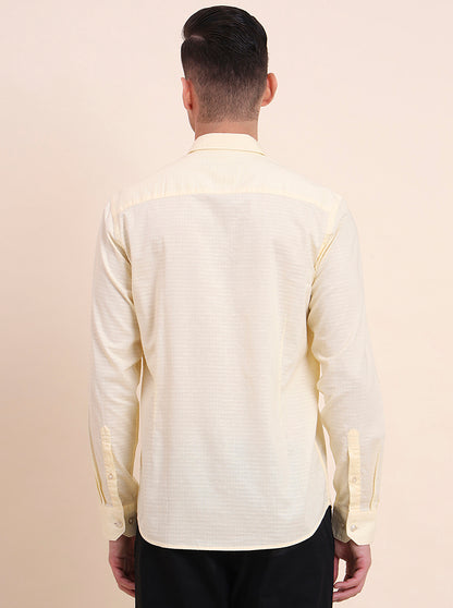 Yellow Solid Smart Fit Semi Casual Shirt | Greenfibre