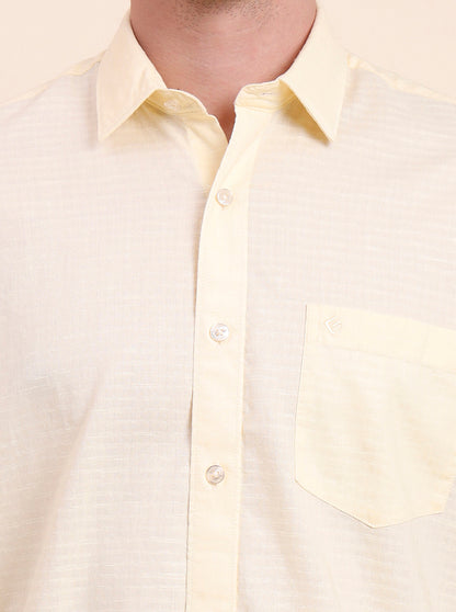 Yellow Solid Smart Fit Semi Casual Shirt | Greenfibre