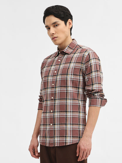 Chocolaty Checked Slim Fit Casual Shirt | Greenfibre