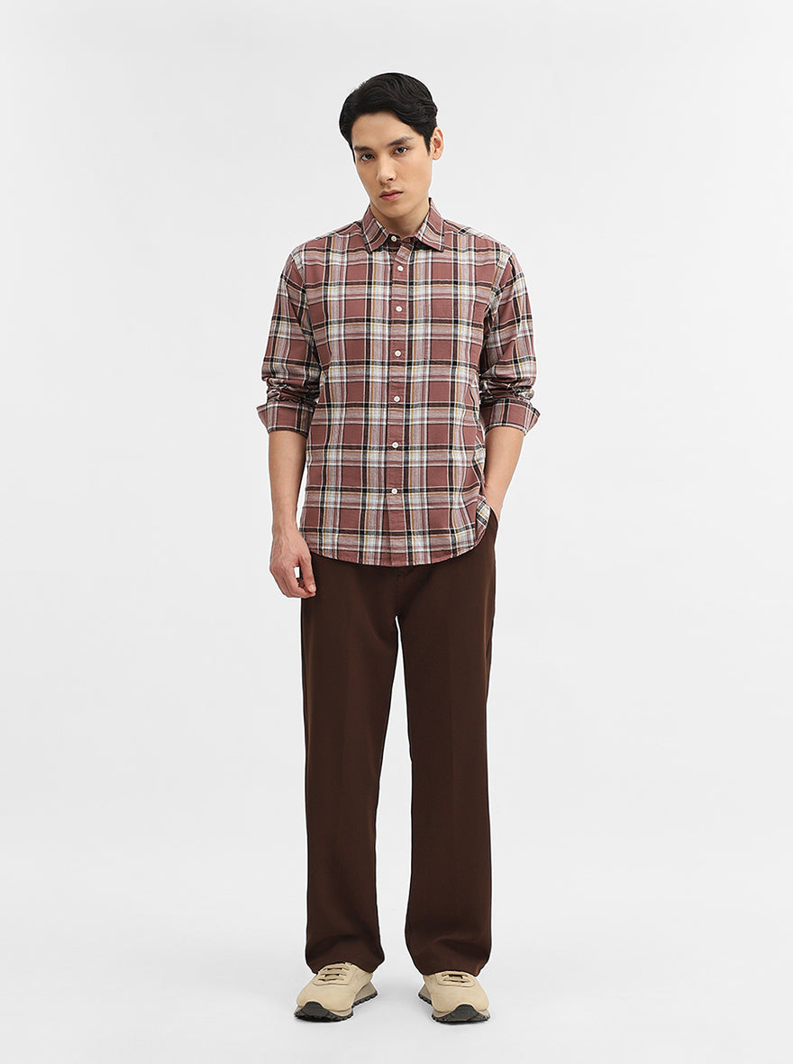 Chocolaty Checked Slim Fit Casual Shirt | Greenfibre
