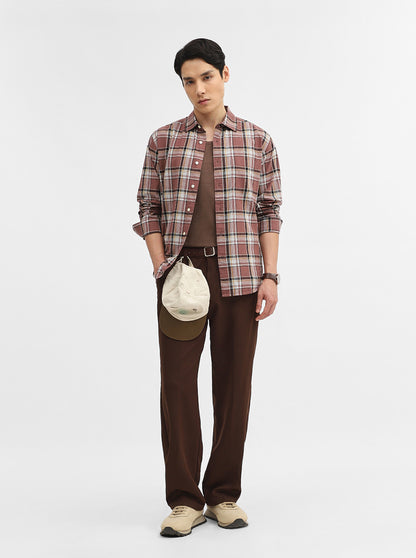 Chocolaty Checked Slim Fit Casual Shirt | Greenfibre