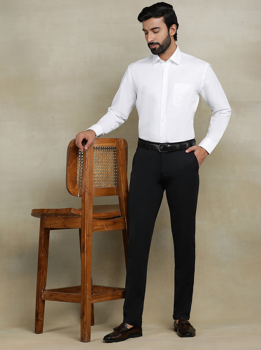 White Dobby Regular Fit Formal Shirt | JadeBlue
