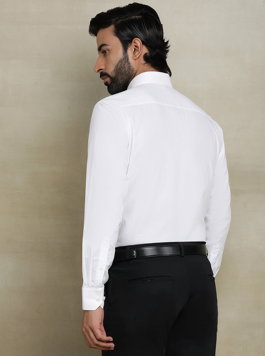 White Dobby Regular Fit Formal Shirt | JadeBlue